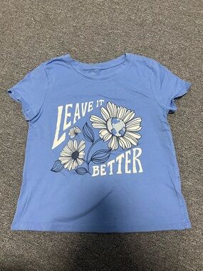 Girl’s GAP Light Blue Floral 'Leave It Better' Graphic Tee